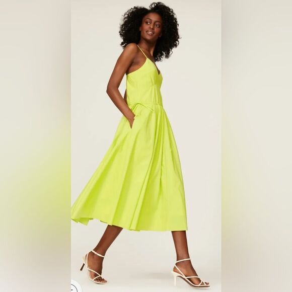 Jason Wu Yellow Midi Dress Size 6 - Picture 2 of 7